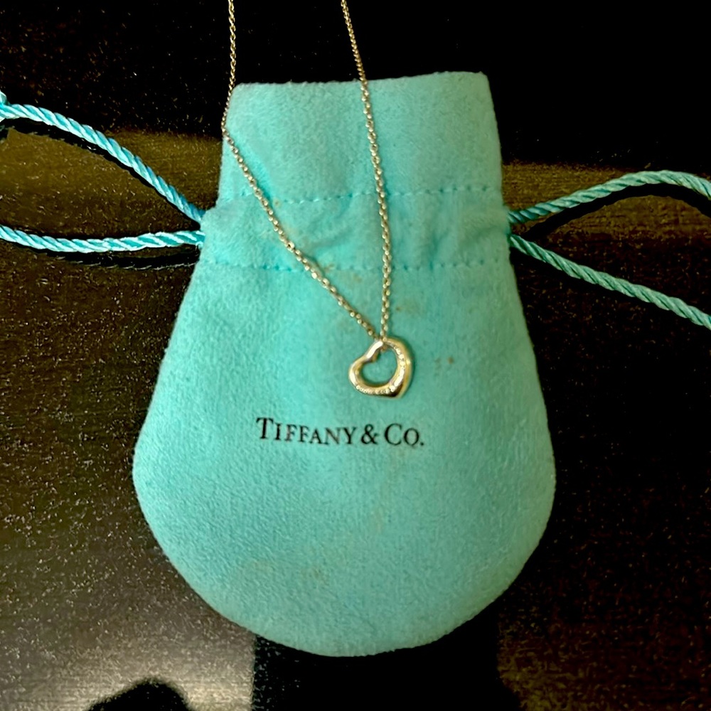 Tiffany & Co. Open Heart Necklace by Elsa Peretti. Sterling Silver .925.